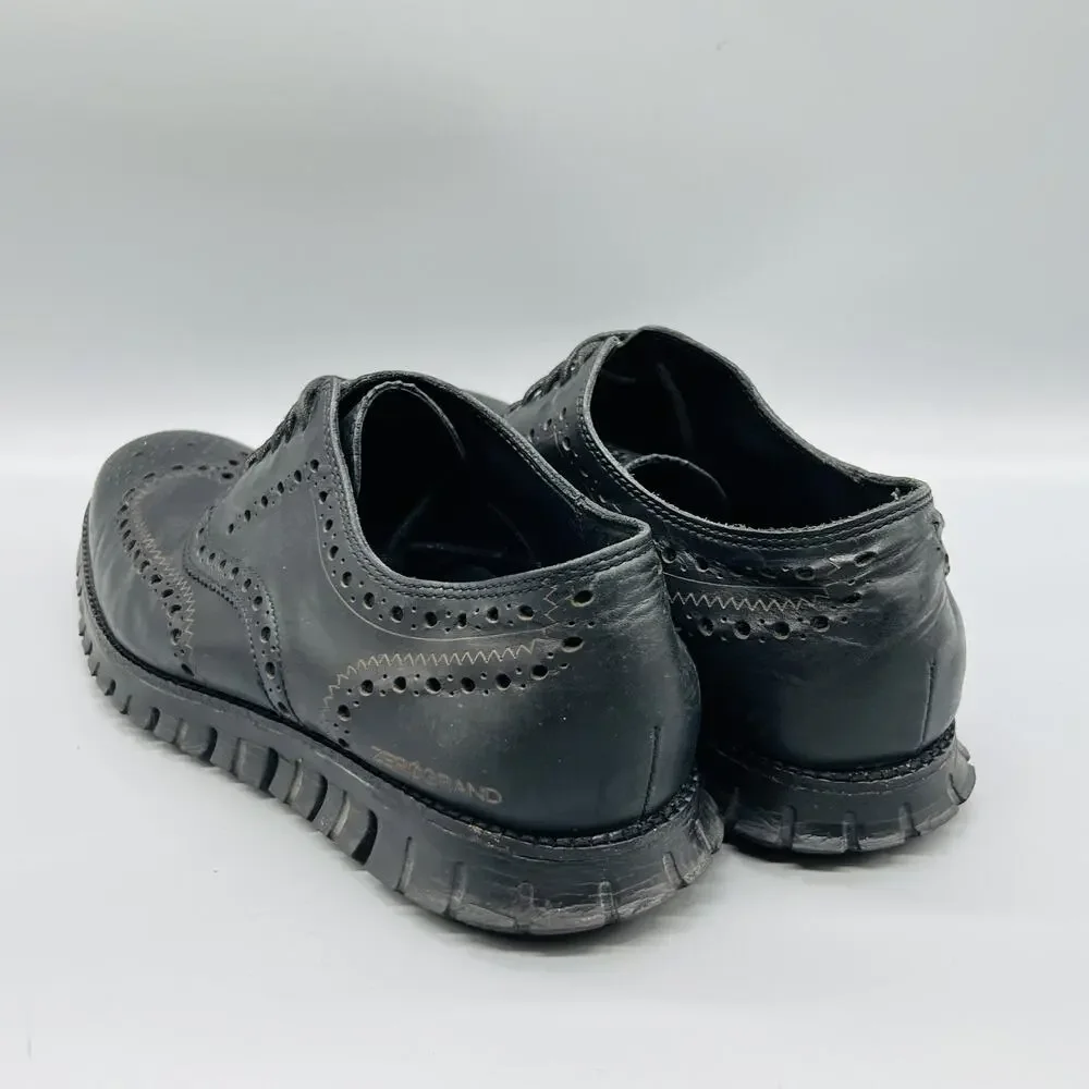 Cole Haan Shoes Mens 10.5 Black Leather Zerogrand Wingtip Oxford Dress Brogue